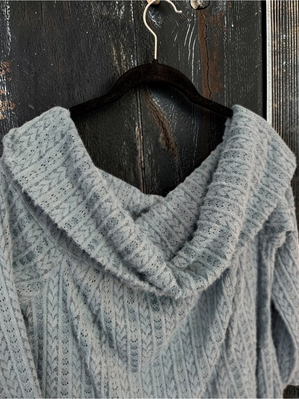 Fashion Nova NWT Eyelash Knit Sweater Dress 1XL Light Blue Off Shoulder - Picture 6 of 9